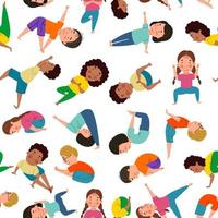 modèle sans couture avec yoga pour enfants. illustration vectorielle dans un style plat vecteur