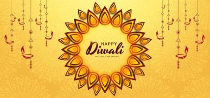 Fond de festival de carte de voeux jaune diwali vecteur