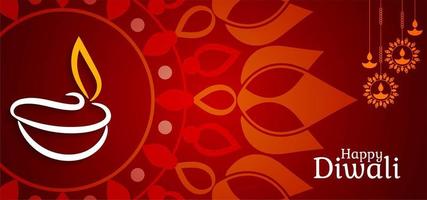 Joyeux graphique géométrique rouge Diwali vecteur