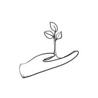 plante à la main. icône vectorielle avec style de dessin animé doodle dessiné à la main isolé sur fond blanc vecteur