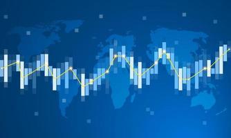 carte du monde avec graphique de données financières sur fond bleu. vecteur