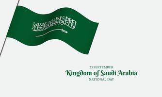 fond de fête nationale du royaume d'arabie saoudite avec illustration de drapeau ondulant. vecteur