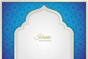 fond d'arc islamique de luxe blanc et bleu avec motif d'ornement décoratif. - vecteur.