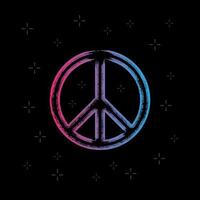 signe de paix grunge, symbole de paix vectoriel avec style coloré