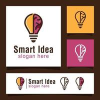 logo d'idée intelligente, cerveau intelligent, croissance du cerveau, modèle vectoriel de conception de logo d'ampoule de cerveau