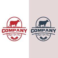 rétro vintage bovins angus boeuf emblème bétail logo design modèle vectoriel