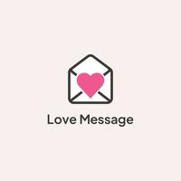 logo de message d'amour. enveloppe avec le symbole du cœur au milieu. vecteur