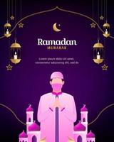 ramadan moubarak signifie joyeux ramadan. modèle de conception islamique pour célébrer le mois de ramadan vecteur