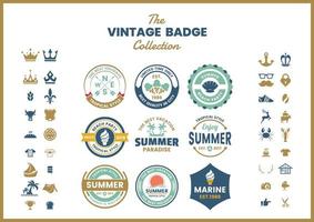 Set de badges logo vintage vert bleu vecteur