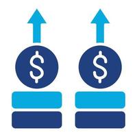 icône de deux couleurs de glyphe d'augmentation des revenus vecteur