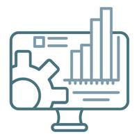 moniteur d'ingénierie ligne deux icône de couleur vecteur