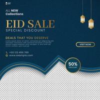 bannière de vente eid, publication sur les réseaux sociaux avec motif arabe islamique et espace vide pour la photo