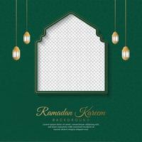 ramadan kareem, fond de luxe vert arabe islamique avec motif géométrique et espace vide pour la photo vecteur