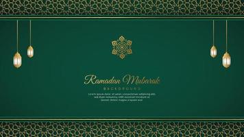 ramadan mubarak fond de luxe vert arabe islamique avec motif géométrique et bel ornement vecteur