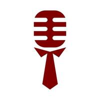 logo du microphone portant une cravate. adapté aux médias liés aux affaires. vecteur