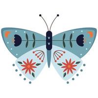 art graphique décoratif papillon bleu de style folklorique