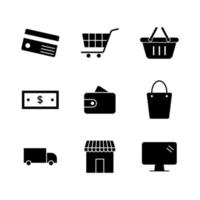 modèles de conception de jeu d'icônes de boutique en ligne isolés sur fond blanc vecteur