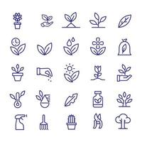 conception vectorielle d'icônes de jardinage et de plantes vecteur