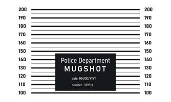 mugshot criminel avec une échelle en centimètres. alignement de la police. la photographie. vecteur