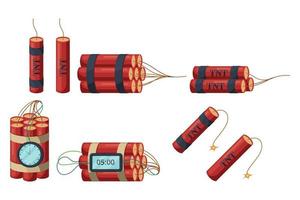 les faisceaux de dynamite définissent une illustration vectorielle plate. vecteur