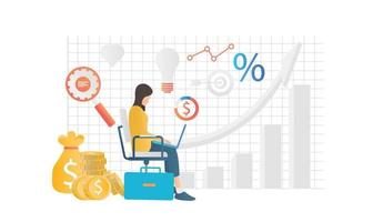 illustration d'analyse commerciale de style isométrique vecteur