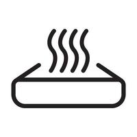 réchauffer le vecteur d'icône de nourriture. préchauffer dans le signe du four à micro-ondes. symbole de chauffage avec récipient de repas et vagues de chaleur pour la conception, le logo, l'application, l'interface utilisateur de votre site Web. illustration