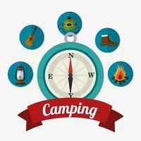 Icônes de voyage et de vacances en camping vecteur