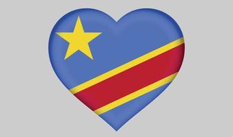 république démocratique du congo drapeau coeur vecteur