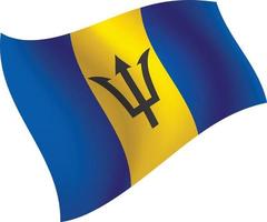 drapeau de la barbade agitant une illustration vectorielle isolée vecteur