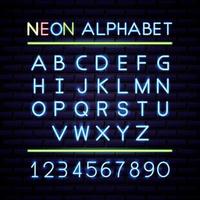 Néon alphabet et chiffres vecteur