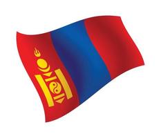 drapeau de la mongolie agitant une illustration vectorielle isolée vecteur