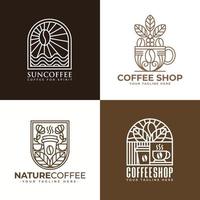 ensemble de modèles de logo et d'icône de café d'art en ligne vecteur