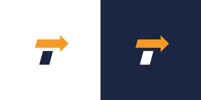 la lettre initiale t logo design combinaison d'un symbole de direction unique et moderne vecteur