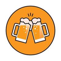 verre à bière happy cheers avec cercle fond logo icône vecteur