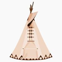 vecteur modifiable de l'illustration de la tente amérindienne isolée vue de face pour la conception liée à la culture traditionnelle et à l'histoire
