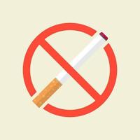 mascotte de personnage de cigarette isolée sur fond, illustration de cigarettes, clipart simple de cigarette, icône non fumeur dans un style plat. vecteur