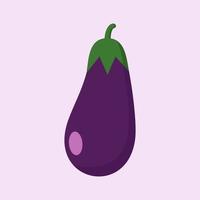 illustration vectorielle d'aubergine. objet isolé sur un fond de couleur. végétarisme, végétalien, mascotte, alimentation saine, légumes biologiques. pour restaurant, culinaire vecteur