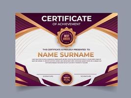 certificat séminaire moderne luxe violet vecteur