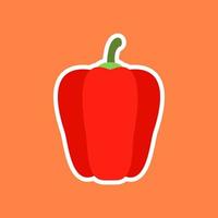 illustration vectorielle de paprika rouge ou poivre design plat. concept de nourriture végétalienne ou vegetaria saine au paprika. peut utiliser pour, pages à colorier, impression de t-shirt, icône, logo, étiquette, patch, autocollant, mascotte vecteur