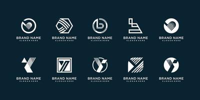 ensemble de collection de logo avec b et y initial pour personne ou entreprise avec vecteur premium de concept créatif moderne