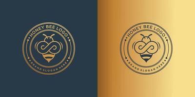 logo d'abeille avec vecteur premium de concept doré et créatif