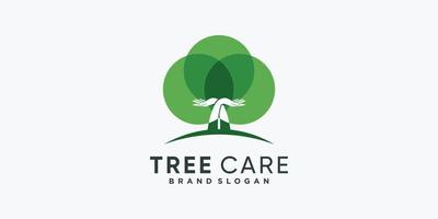modèle de logo de soin des arbres avec vecteur premium de concept abstrait moderne