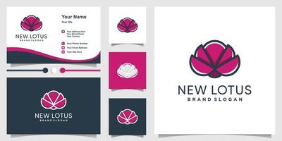 nouveau logo de lotus avec concept abstrait de contour créatif et conception de carte de visite vecteur premium