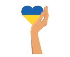 ukraine drapeau emblème coeur avec main symbole abstrait europe nationale conception d'illustration vectorielle vecteur