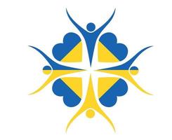 ukraine drapeau coeur emblème symbole national europe abstract vector illustration design