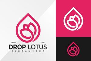 modèle d'illustration vectorielle de conception de logo de lotus nature drop vecteur