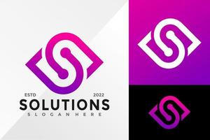 lettre s solution technologie logo design modèle d'illustration vectorielle vecteur