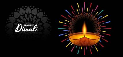 Illustration de fond belle joyeux Diwali diya carte célébration vecteur