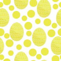 oeufs de pâques en motif harmonieux de couleur jaune, oeufs de vacances à motifs et points jaunes sur fond blanc vecteur