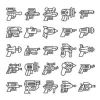 jeu d'icônes de pistolet et blaster futuriste vecteur